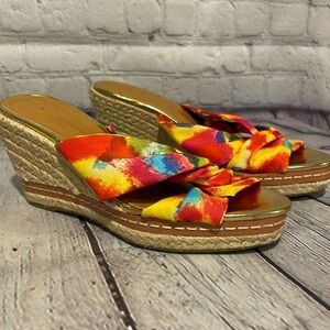 Etienne Aigner "Krista" watercolor Espadrilles Wedges NWOB Sz 6M